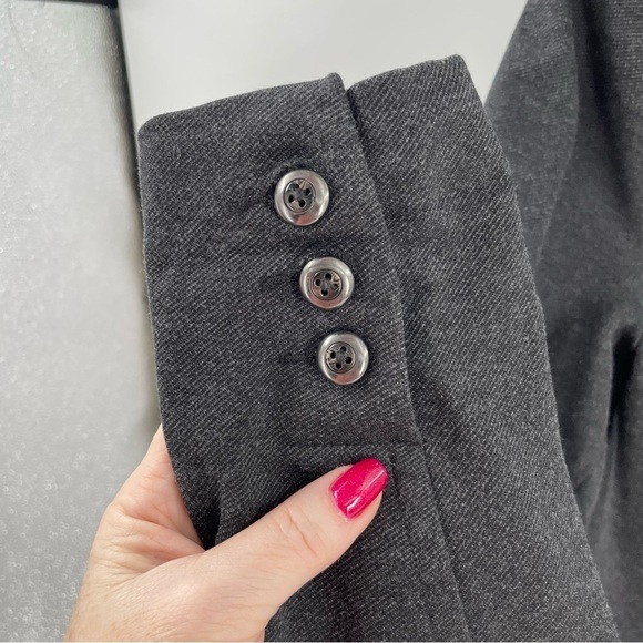 Cabi Charcoal Grey Fitted Ponte Knit Crew Button Detail Blazer Jacket Style 3030 - Picture 5 of 11